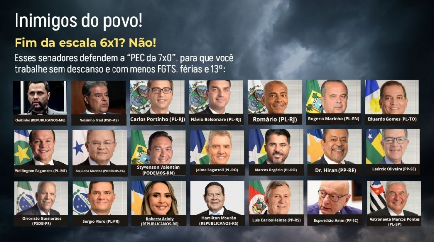PEC da 7x0: quem são os senadores que querem aumentar a jornada e reduzir direitos