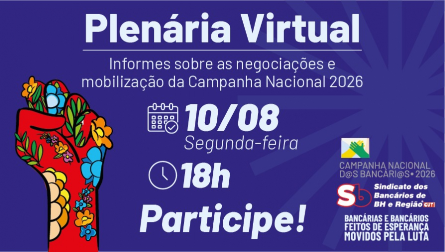 Participe da 4ª Plenária Virtual da Campanha Nacional 2026 no dia 10 de agosto