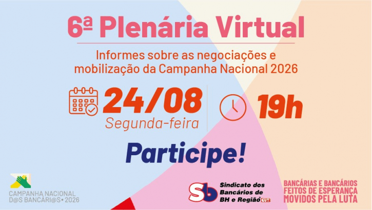 Imagem conteúdo - Sindicato promove a 6ª Plenária Virtual da Campanha Nacional na segunda-feira, 24. Participe!