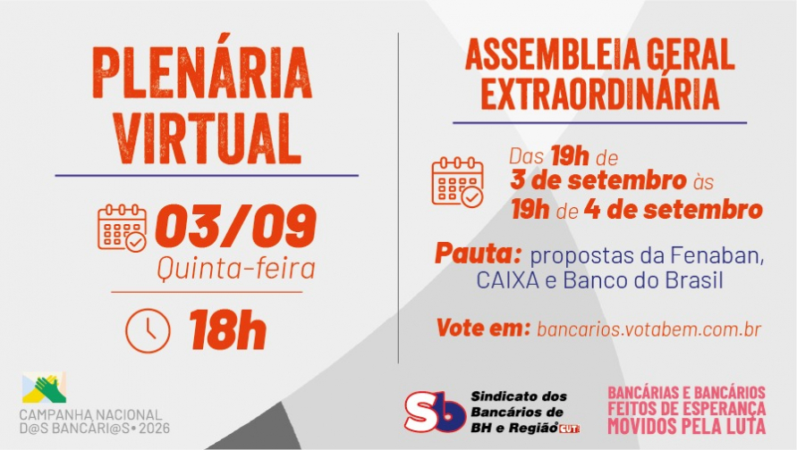 Sindicato realiza Assembleia precedida de Plenária sobre propostas nesta quinta-feira, 3
