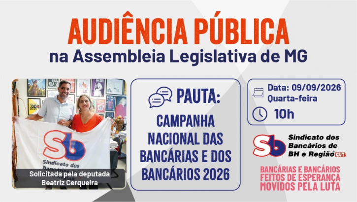 Imagem conteúdo - Audiência pública na ALMG debaterá Campanha Nacional dos Bancários no dia 9