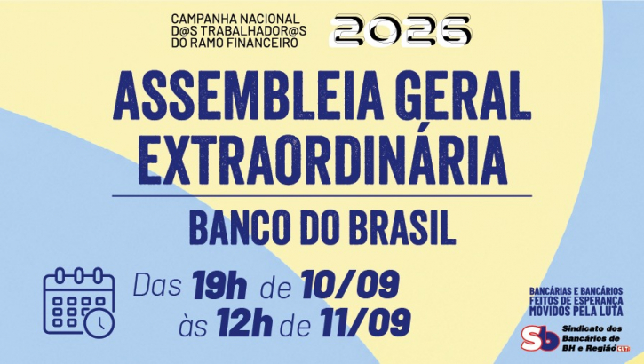 Imagem conteúdo - Bancárias e bancários do BB realizam Assembleia nos dias 10 e 11 de setembro