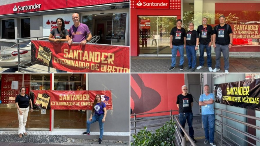 Bancárias e bancários realizam Dia Nacional de Luta no Santander por proposta decente