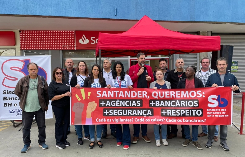 Sindicato cobra mais agências, bancários, segurança e respeito do Santander em Dia Nacional de Luta