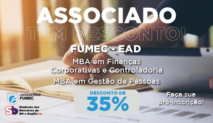 Sócias e sócios do Sindicato têm 35% de desconto em dois cursos MBA da FUMEC