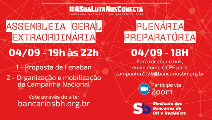 Campanha Nacional: bancários realizam Plenária e Assembleia em 4 de setembro