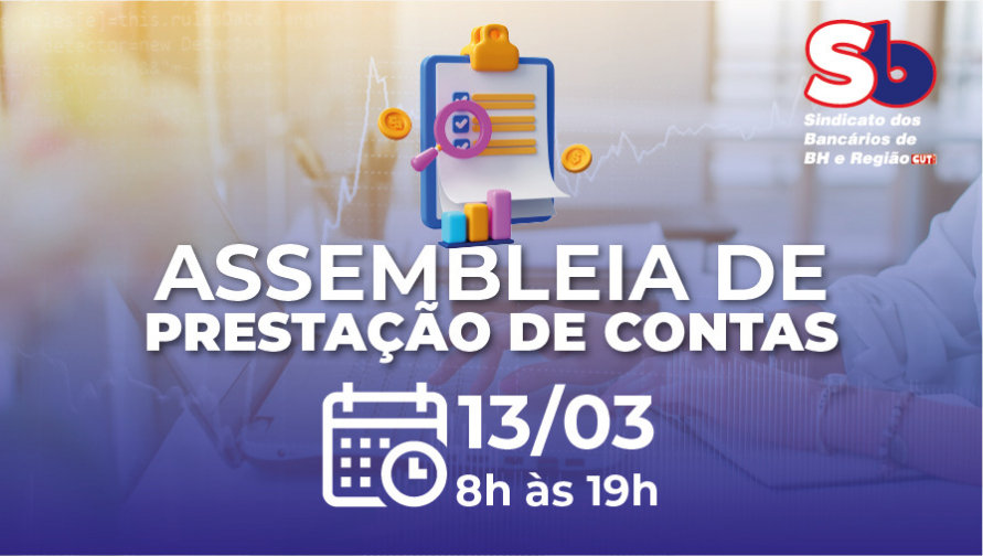 Sindicato promove Assembleia de Prestação de Contas no dia 13 de março