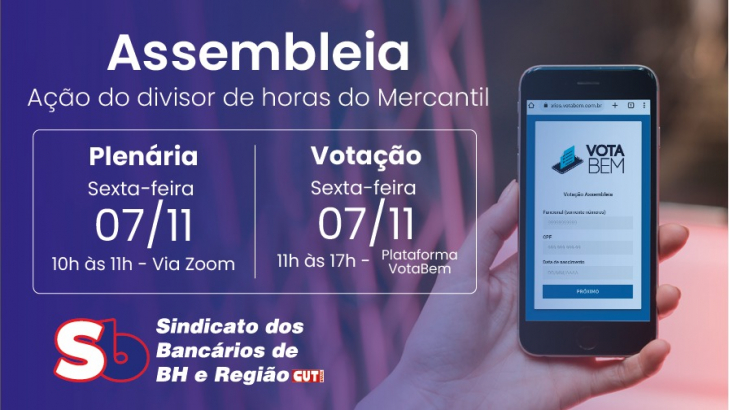 Imagem conteúdo - Bancários do Mercantil realizam Plenária e Assembleia sobre ação do divisor de horas nesta sexta, 7