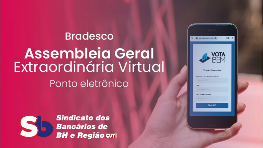 Bancários do Bradesco realizam Assembleia sobre ponto eletrônico em 17 de novembro, segunda-feira